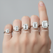 Emerald Cut - Pave Band - Classic Engagement Ring- 14 K Gold